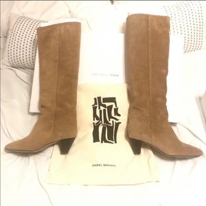 Isabel Marant beige suede tall heeled boots